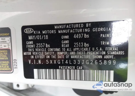 2018 Kia Optima Lx из США, поврежденный, VIN 5XXGT4L33JG265899